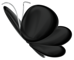 mariposa 3d y2k negro plata metálico cromo ilustración png