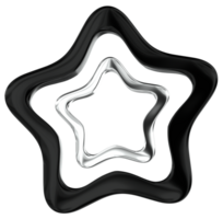 Stars 3D Y2K Black Silver Metallic Chrome Illustration png