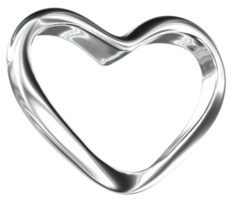 Heart 3D Y2K Silver Metallic Chrome Illustration png