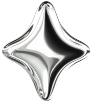 Star 3D Y2K Silver Metallic Chrome Illustration png