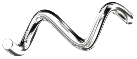 tube abstrait 3d y2k argent métallique chrome illustration png