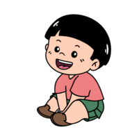 bambino seduta sorridente contento cartone animato png