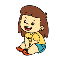 Kind Sitzung lächelnd glücklich Karikatur png