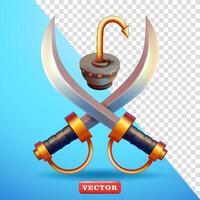 Pirate sword and hand hook, suitable for games and design elements vector