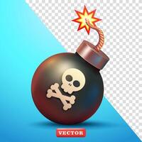 Black ball bomb with flaming skull symbol, suitable for games and design elements vector