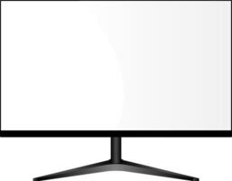 Wide Monitor on Stand. Lcd Televl.ision Display Mockup. Realistic Flat Multimedia Screen Illustration. High Definition Pc Desktop For Web Presentation Show. Modern Digital Pane vector
