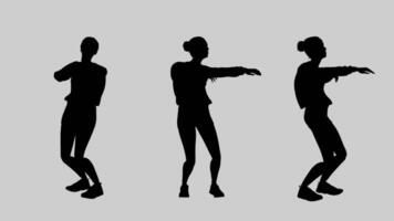 Black silhouette on a white background woman dance . can use invert for alpha chanel video