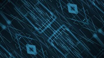 Digital circuit board styled background with fast moving glowing digital data nodes streaming past the camera. This modern technology motion background is full HD and a seamless loop. video