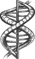 gene DNA mutation symbol with engraving style black color only vector
