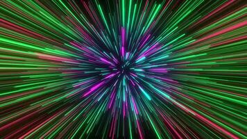 Flying through space then entering hyperspace. Colorful speed of light seamless loop animation. video
