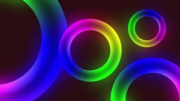 Colorful wheel, circles or torus on black background.Endless looping of circle, seamless animation abstract. video