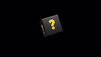 Question Mark On Levitating 3d Cube Animation Transparent video