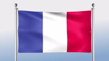 France drapeau bloque sur le pôle sur tous les deux côtés video