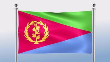 Eritrea Flag Hangs On The Pole On Both Sides video