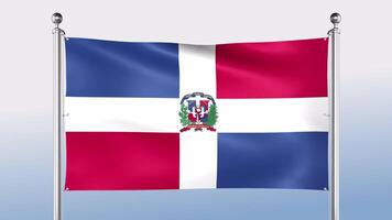 Dominican Republic Flag Hangs On The Pole On Both Sides video