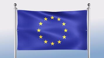 European Union Flag Hangs On The Pole On Both Sides video