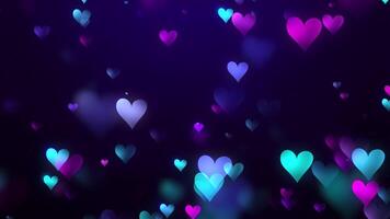 Multicolored Heart Particles Background Falling Down Top Left video