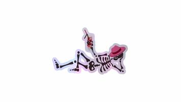 Funny Skeleton with a cocktail. Cute character Skeleton Bones. Alpha channel transparency video