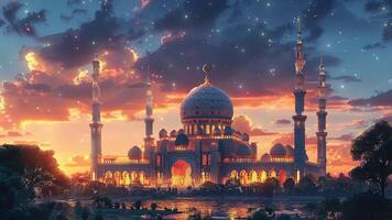 Beautiful muslim mosque. Ramadan. Eid Mubarak video