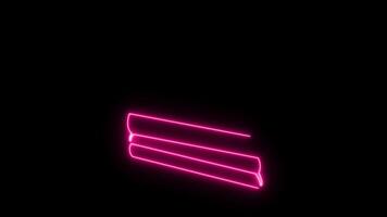 Self drawing animation one continuous line draw, logo, neon pink luminous sign, dessert, piece of cake video