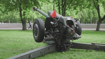 Russian cannon in a city park 4k video