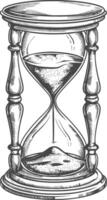 hourglass with engraving style black color only vector