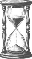 hourglass with engraving style black color only vector