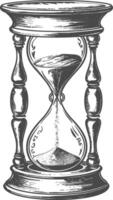 hourglass with engraving style black color only vector