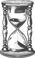 hourglass with engraving style black color only vector