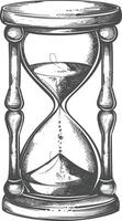 hourglass with engraving style black color only vector