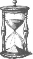 hourglass with engraving style black color only vector