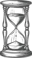 hourglass with engraving style black color only vector