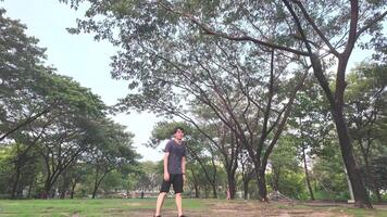 Man playing football in park field video