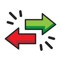 Left right arrow icon. Color arrow symbol. Flat arrow collection. Modern flat simple arrow isolated. graphic element. vector