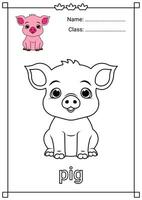 linda cerdo colorante página para niños vector