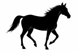 Silhouette of a galloping horse. Animal in motion. Equine beauty concept. Horseback riding, natural elegance design. Black silhouette isolated on white background. vector