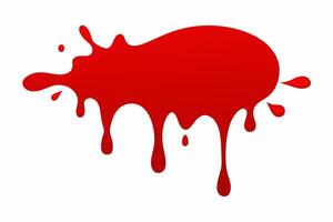 Red paint splash design concept. Blood stain, splashes. Abstract dripping shape. Creativity, dynamic, vibrant, fluid. Isolated on white backdrop vector