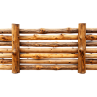 Close-Up of Wooden Log Fence Isolated on Transparent Background png