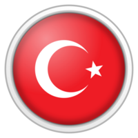 Turquía circulo lustroso 3d bandera. país bandera botón. png