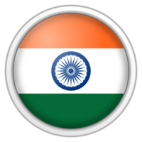 Indien cirkel glansig 3d flagga. Land flagga knapp. png