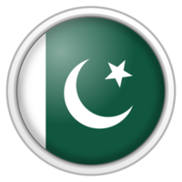 Pakistan circle glossy 3d flag. country flag button. png