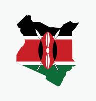 Kenya Map. Map of Kenya with national Flag. vector