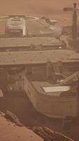 Martian colony base and rover on Mars planet video