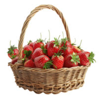 Strawberry basket on transparent background. png