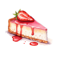 gâteau au fromage aux fraises aquarelle png