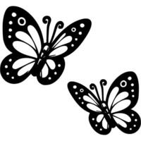 Pair of soaring summer butterflies in love in monochrome. Bright colorful insects. Simple minimalistic in black ink drawing on white background vector