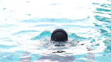 Asian men practicing swimming and preparing to play water polo and stretching and resting for water sports. video