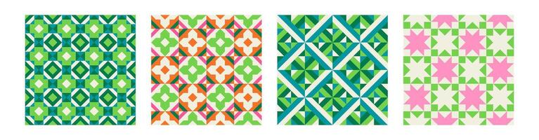 Set of Essential geometric printable seamless pattern with abstract Minimal elegant line form stroke shapes in vibrant colors. Modern simple background in minimalist mid century style wall art vector