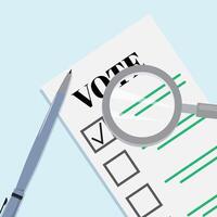 Illustration of a voting application with a check and pen, representing election concept vector