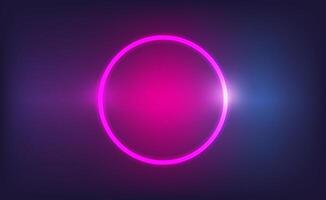 a circle with purple lights in the middle, neon pink circle with light on dark background, vector